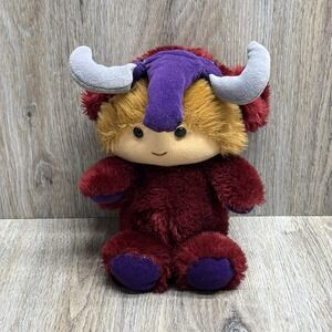 Vintage Carousel Guy 1986 Caveman Elephant Mammoth Plush Toy Burgundy Purple